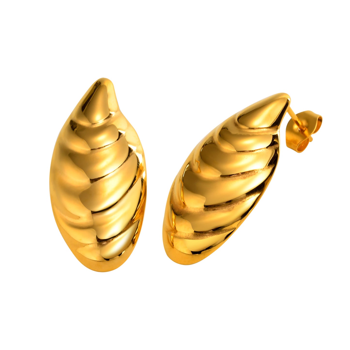 Jewelry Stainless Steel Arc Geometric 18K Gold Stud Earrings Ladies