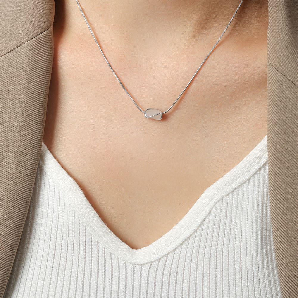 Mini Spiral Pendant Necklace with Feminine Niche Design, 18k Gold Plated Titanium Steel Chain