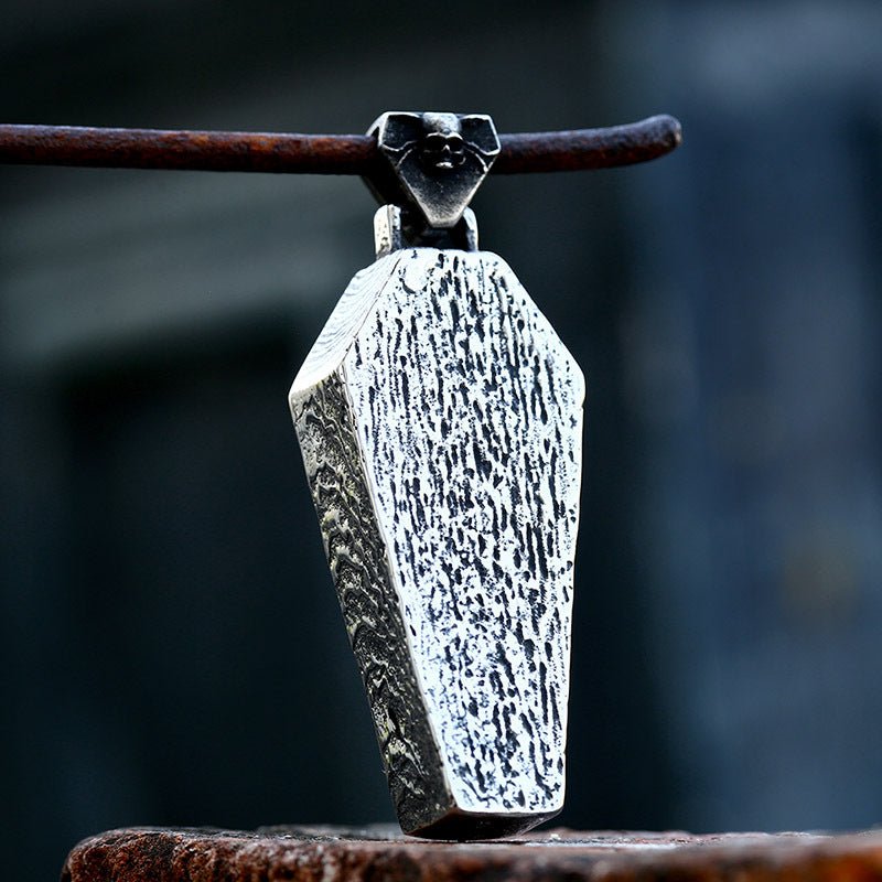 Hot-Selling Punk Vampire Coffin Pendant – Stainless Steel Skull Item Necklace