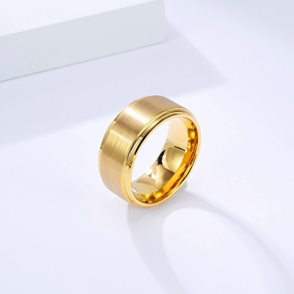 Planderful Tungsten Ring Gold Plated Unisex Minimal Band For Couples Mens Womens Jewelry