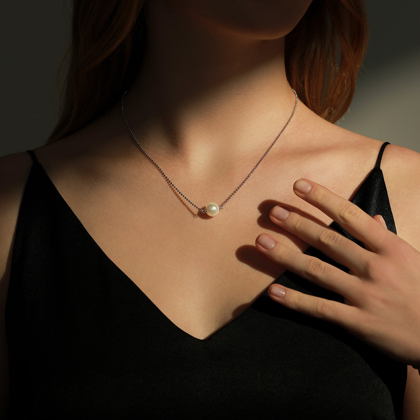 Planderful Collection Sterling Silver French Elegant Bead Chain Pearl Pendant Necklace – Timeless Sophistication