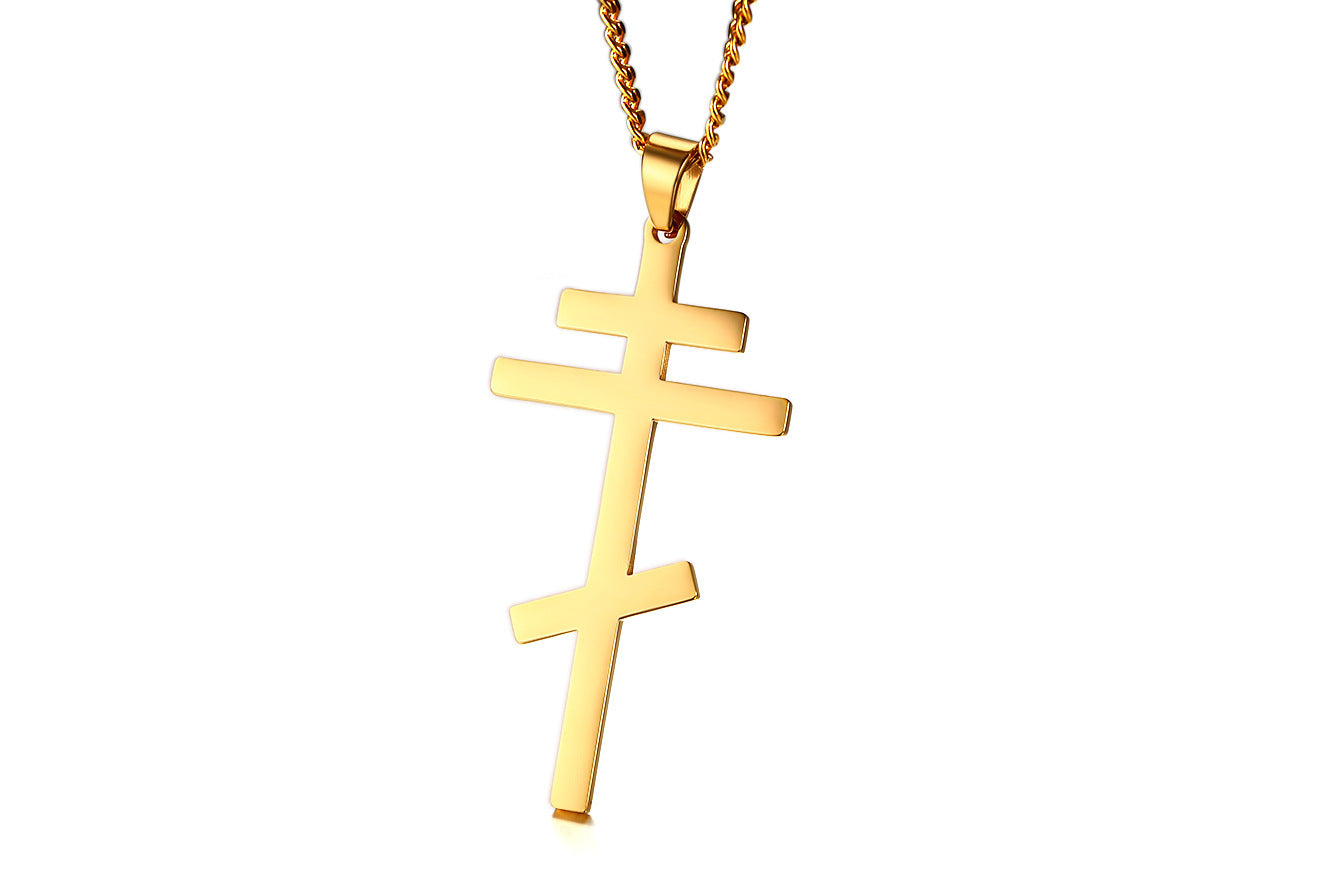 Retro Stainless Steel Cross Pendant Titanium Steel Necklace