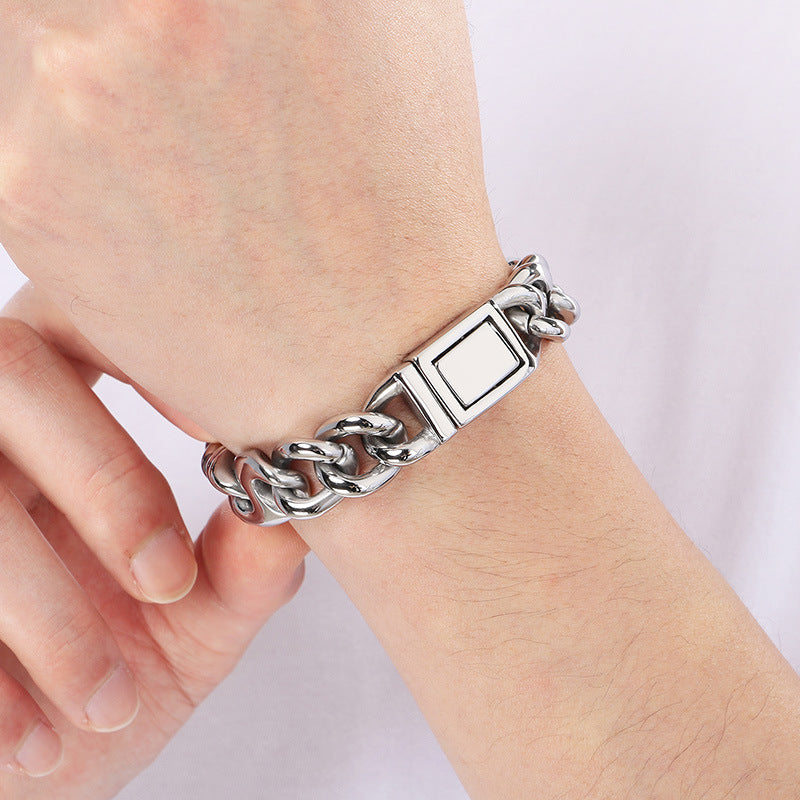 Planderful Men's Hip Hop Stainless Steel Cuban Bracelet