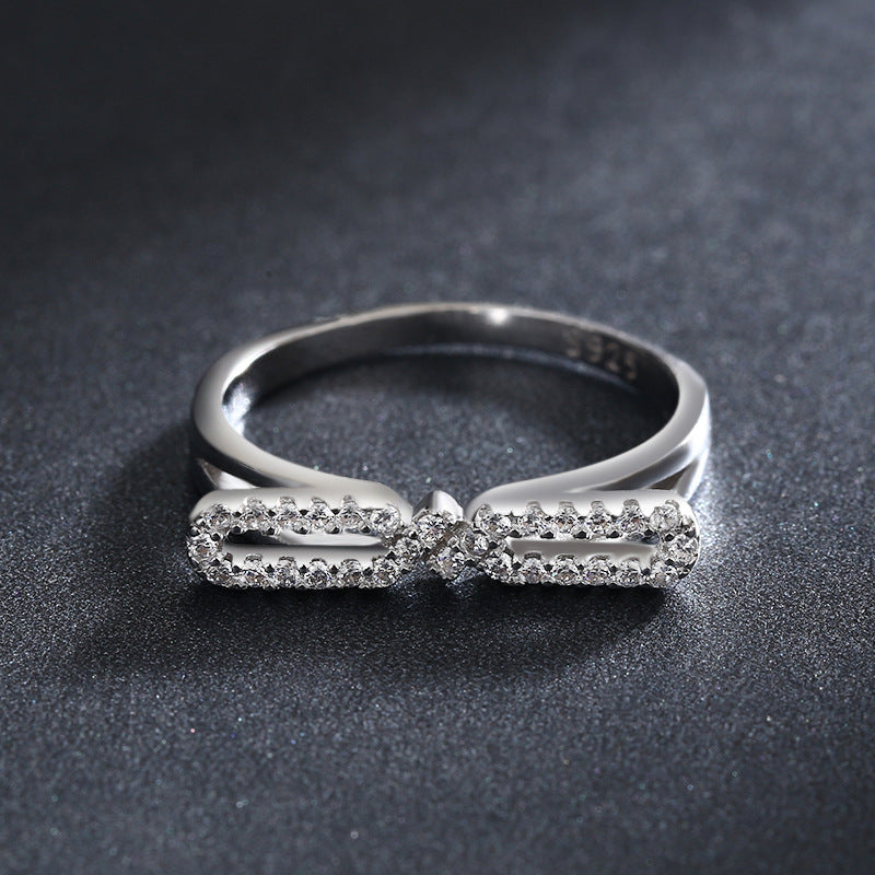 Elegant Sterling Silver Ring with Zircon Gemstones in Sizes 5-10