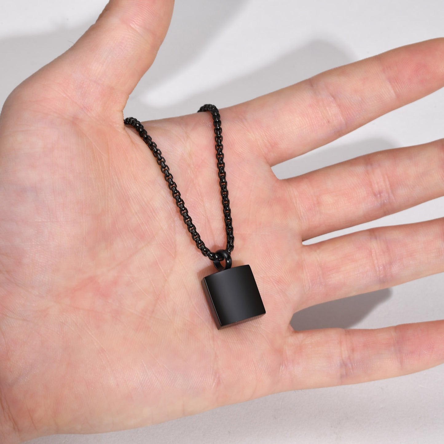 Stainless Steel Simple Small Square Surface Light Pendant for Men