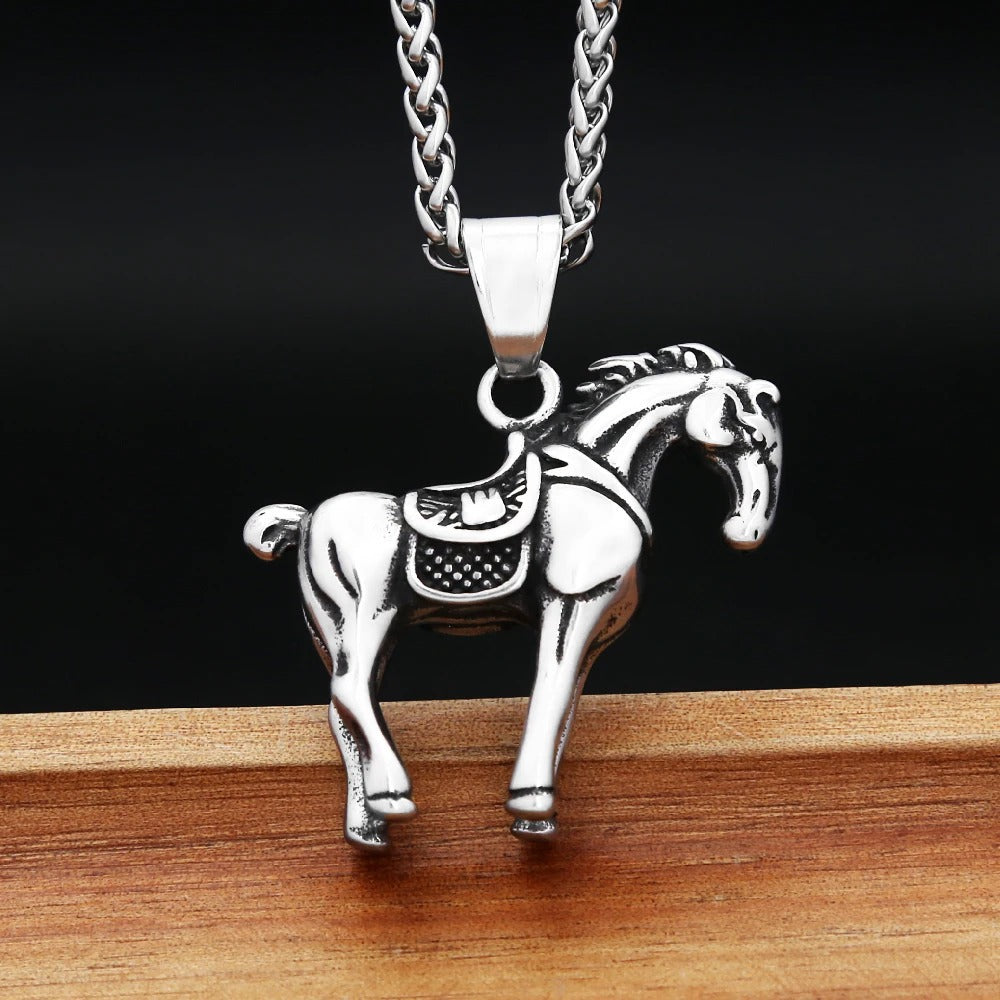 Viking Horse Stainless Steel Men's Pendant Necklace