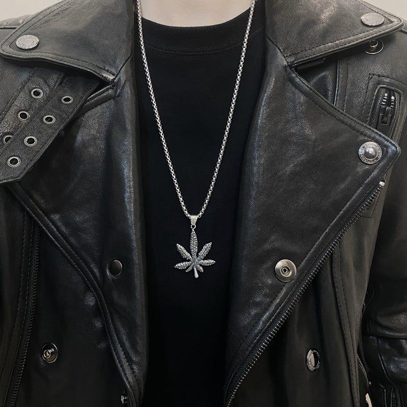Timeless Maple Leaf Titanium Steel Pendant for Men - Retro Classic Trend