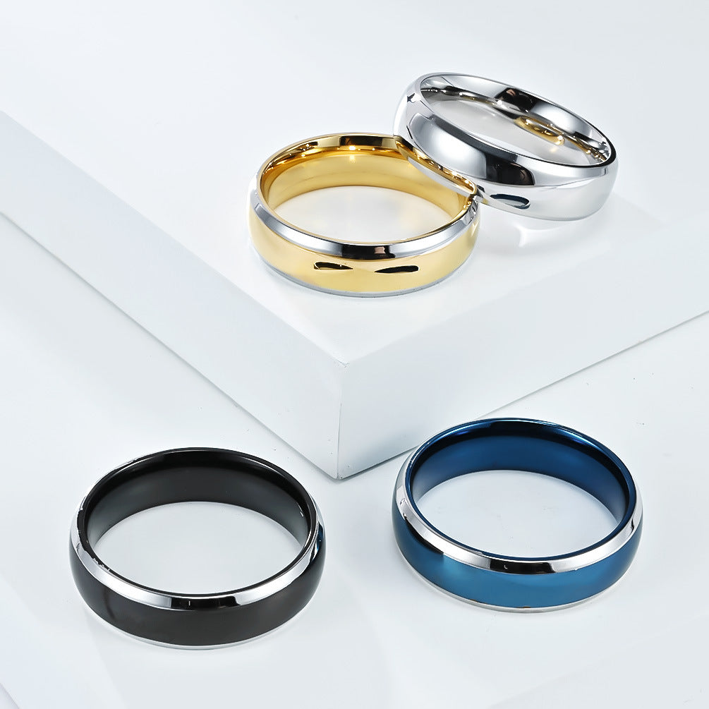 Planderful Two Tone Stainless Steel Ring For Men Simple Smooth Design High Grade Everyday Jewelry