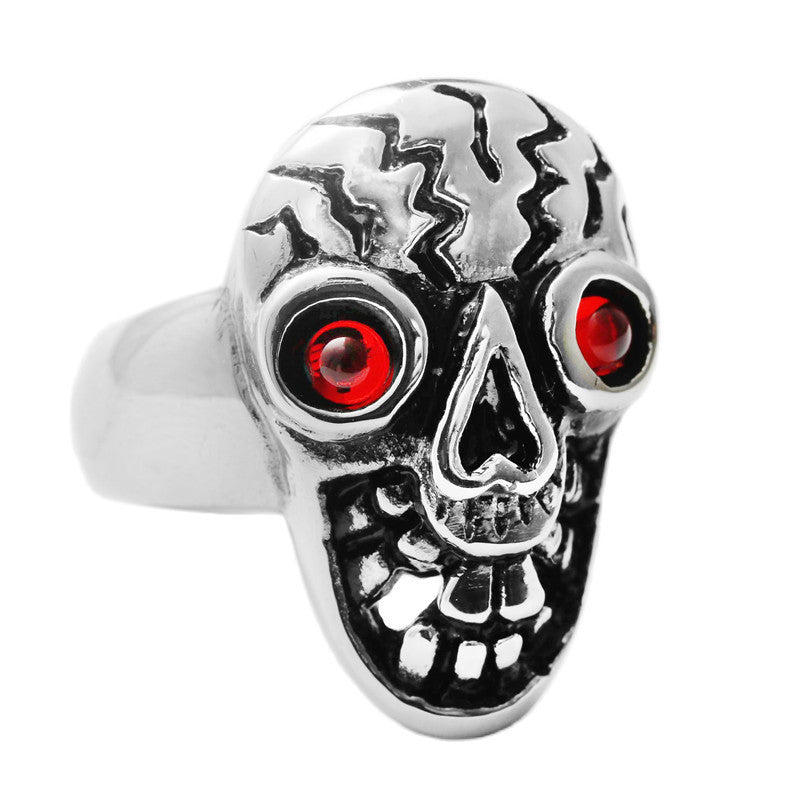 Punk Style Multi-Color Titanium Steel Skull Ring for Men - Retro Stainless Steel Jewelry