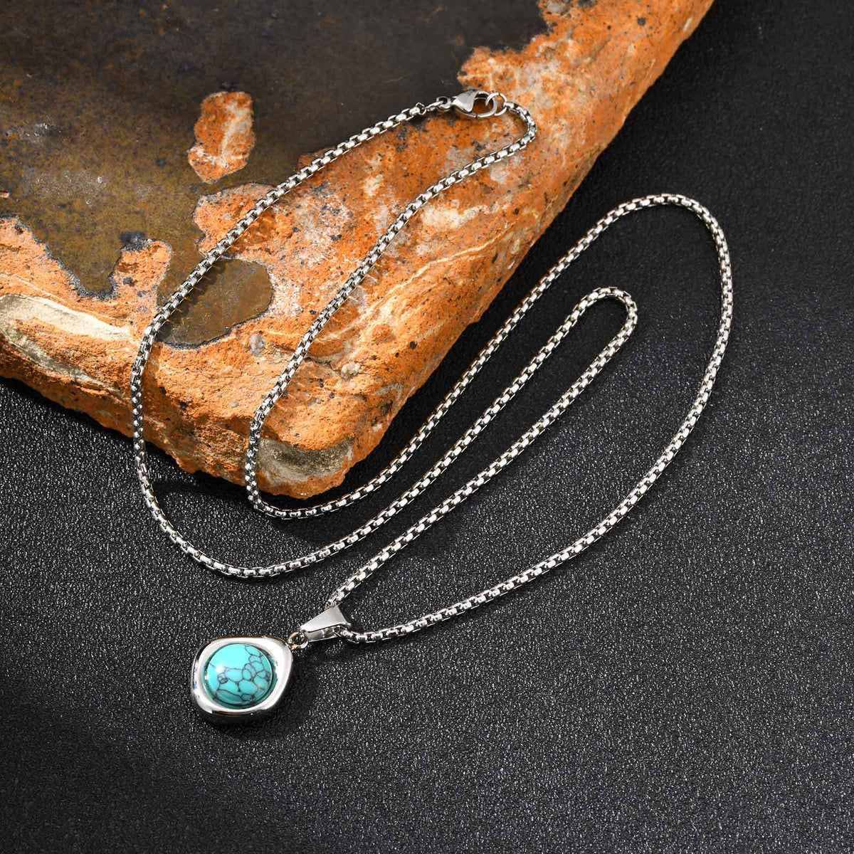Stainless Steel Stone-Inlay Pendants — Chain Optional