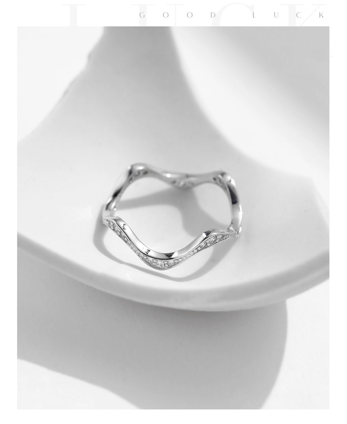 925 Sterling Silver Crown Irregular Wave Zircon Ring