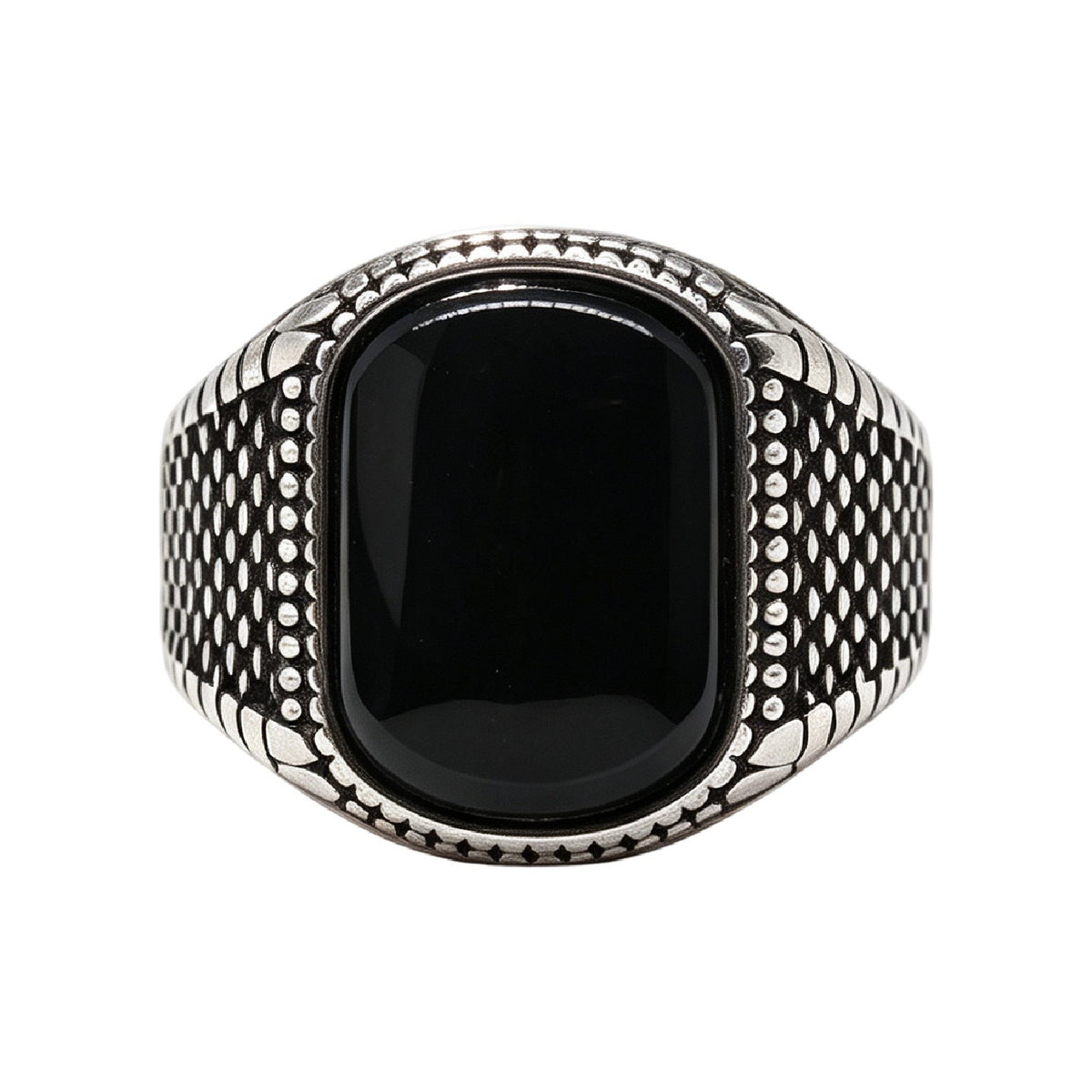 Knight Gemstone Titanium Steel Ring