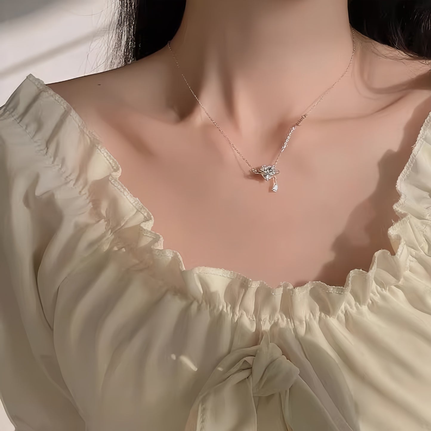 New 925 Sterling Silver Love Fringed Necklace for Women