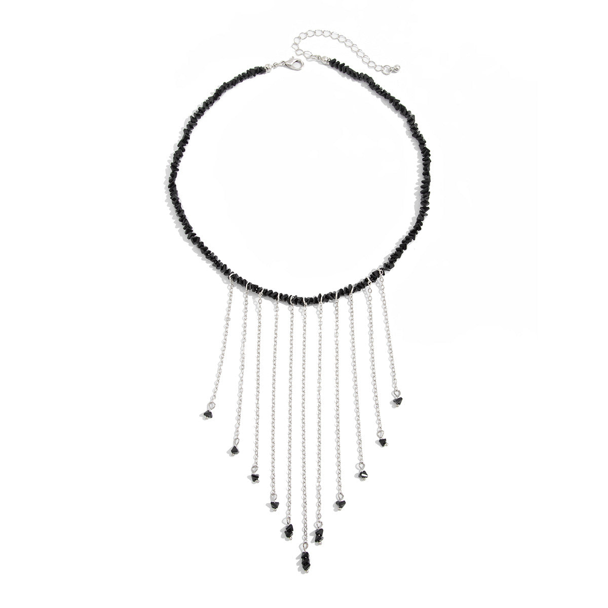 Crystal-Style Irregular Bead Fringe Necklace
