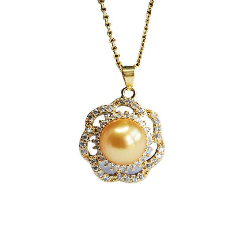 Champagne Shell Pearl Seven-Petal Pendant — No Chain