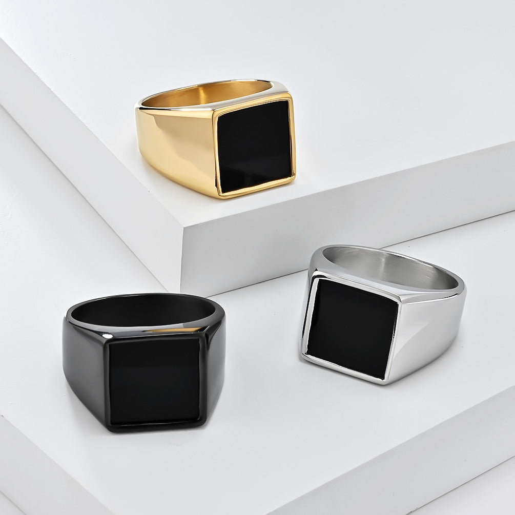 INS European and American Simple Geometry Titanium Steel Ring for Men