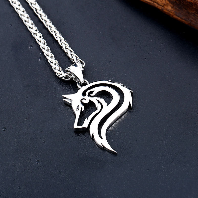 Titanium Steel Personalized Wolf Head Pendant for Men - European and American Wholesale Jewelry