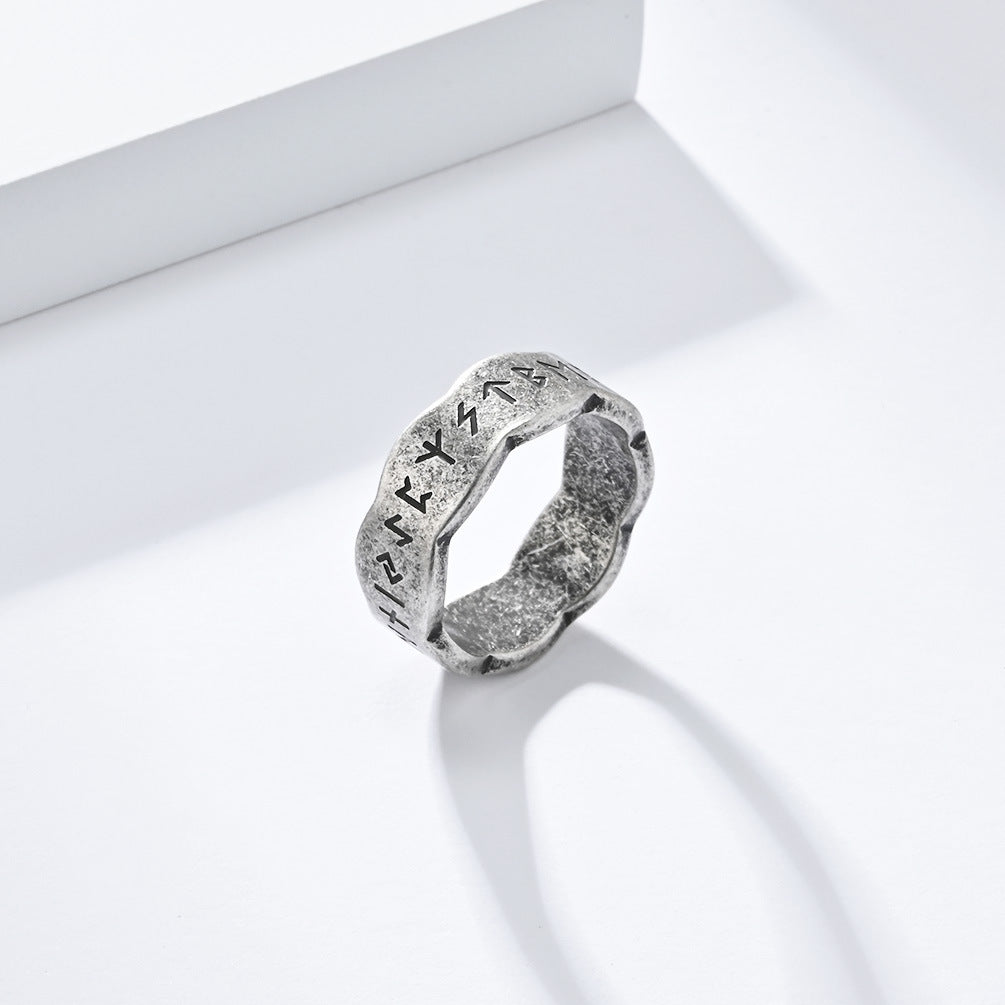 Planderful Viking Ring For Men Nordic Style Retro Titanium Steel Jewelry With Bold Cultural Appeal