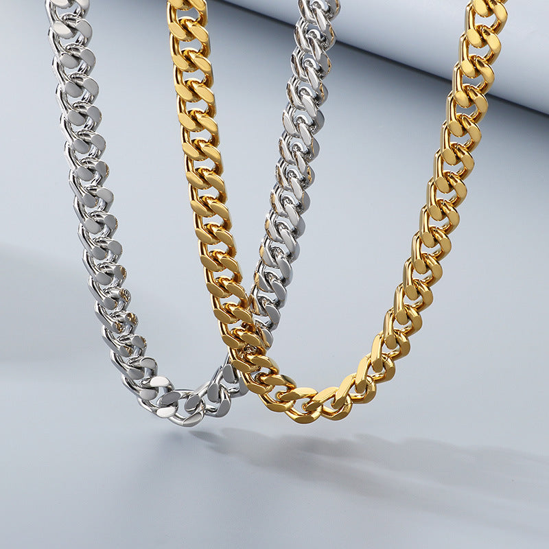 Planderful Titanium Dragon Beard Cuban Chain Necklace Men