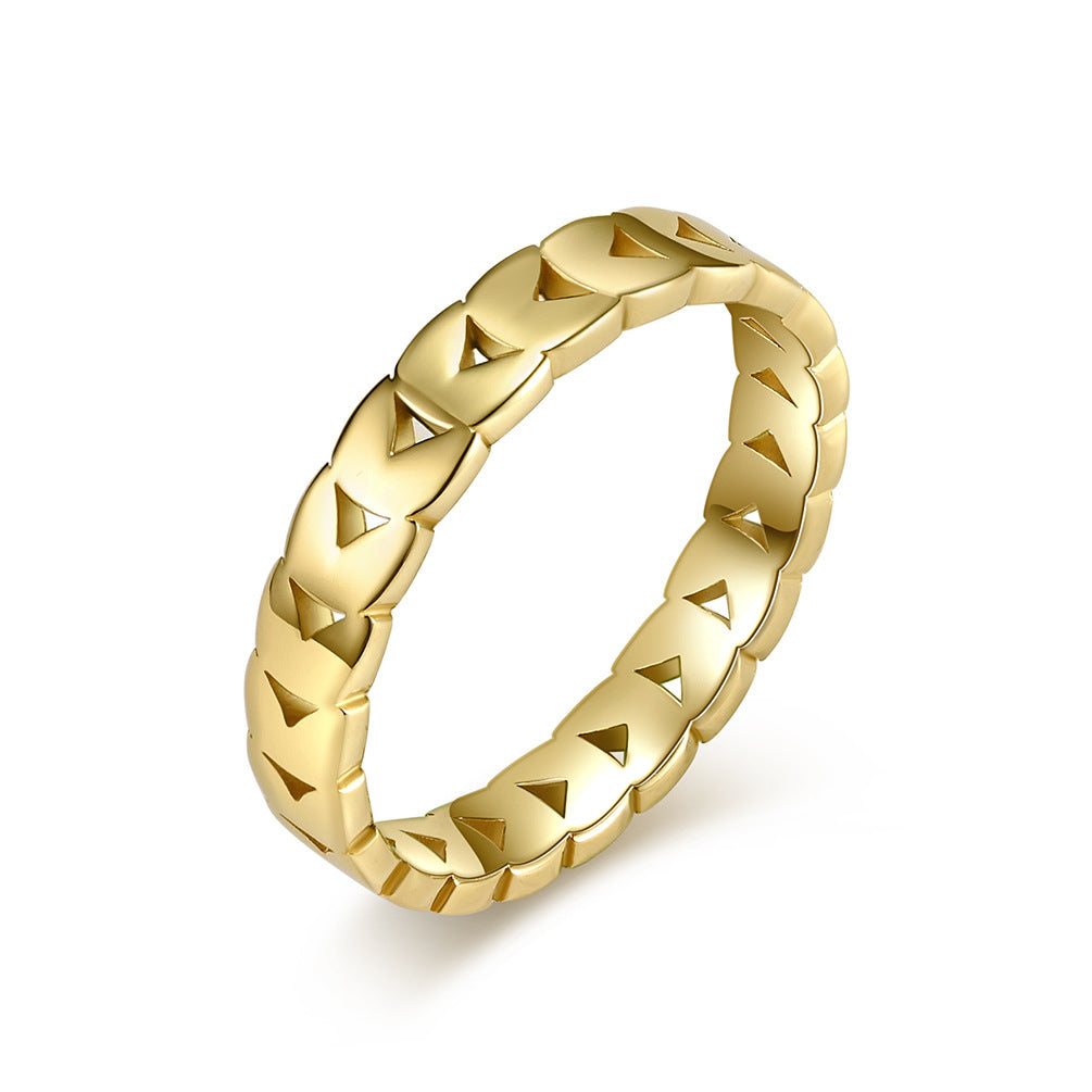 Hollow Olive Leaf Stainless Steel Ring Women's Stainless Steel