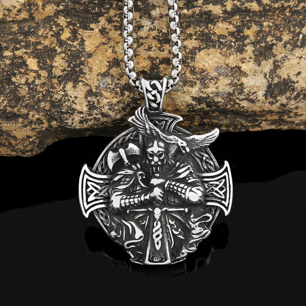 European And American Retro Viking Odin Crow Pendant Necklace
