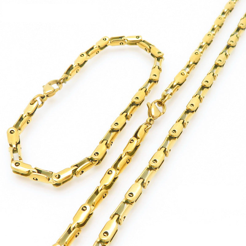 Simple Versatile Japanese Buckle Titanium Men Bracelet Set