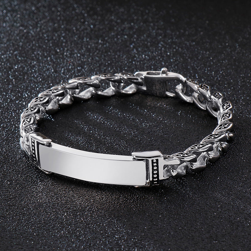 Antique Hand – Trends Skull Cross Inlaid With Zircon Titanium Steel Bracelet Men