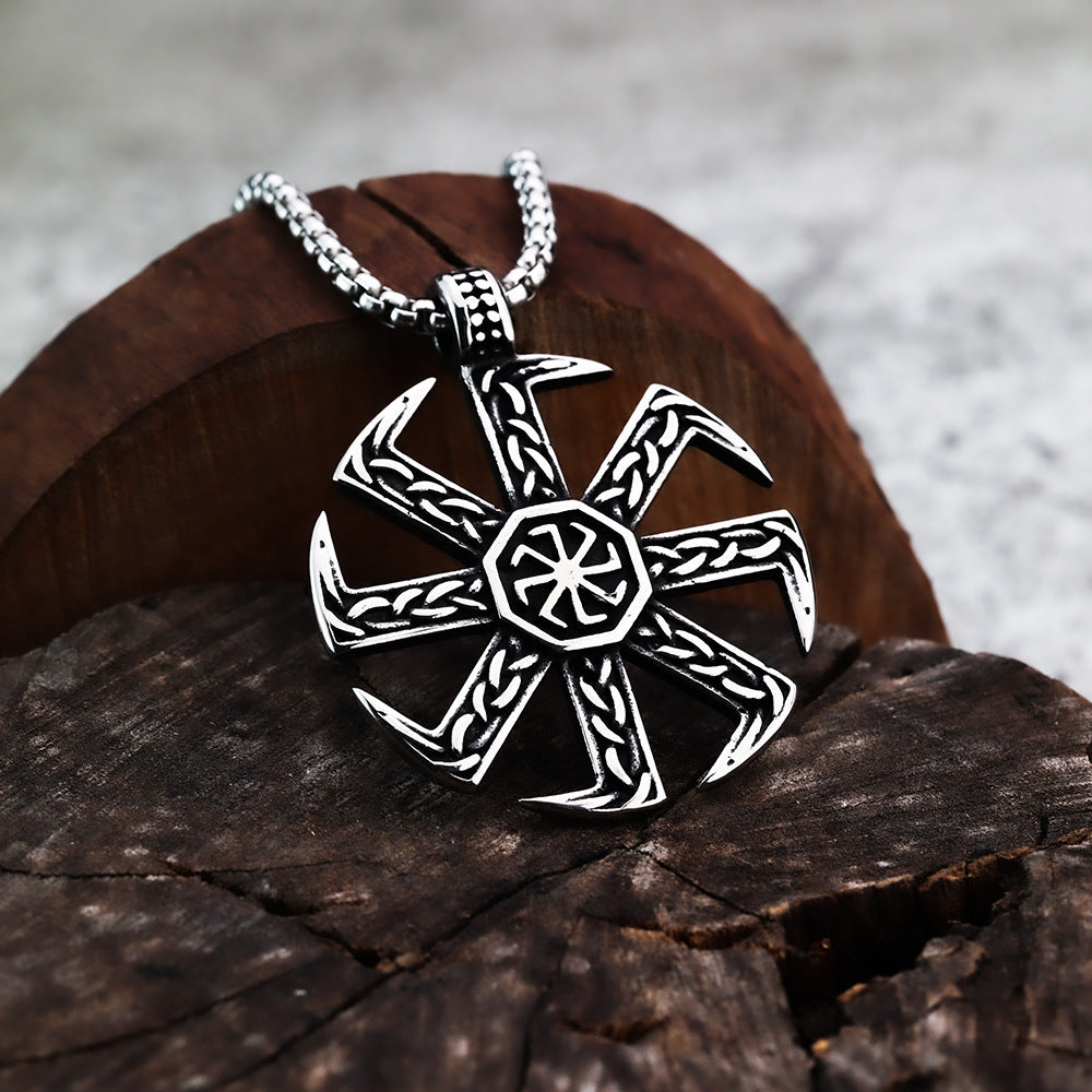 WISH New Viking Slavic Rune Logo Stainless Steel Amulet Necklace