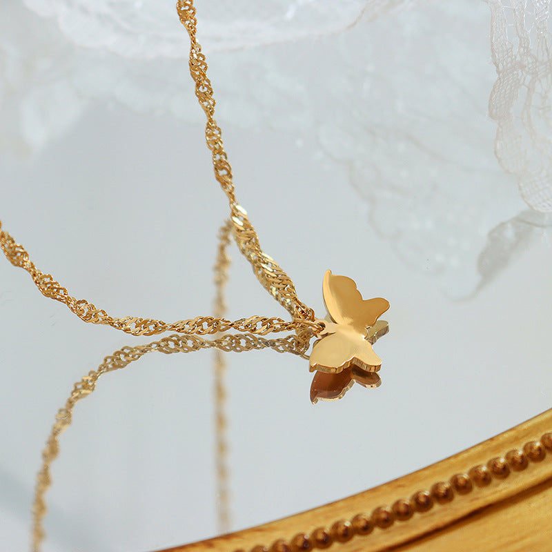 Enchanting Fairy Wings Necklace - Elegant Titanium Steel Jewelry for Women