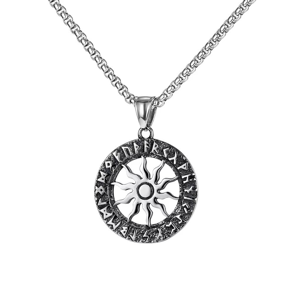 Viking Luhn Rune Stainless Steel Necklace For Men By Planderful Norse Legacy Durable Power Pendant