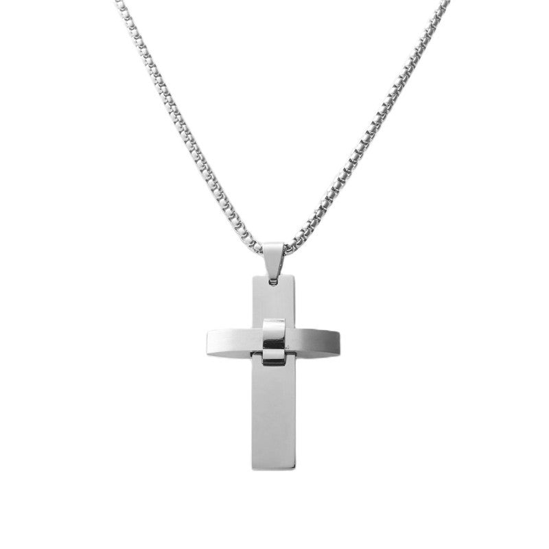 Personalized Retro Titanium Steel Cross Necklace for Men - Trendy Stainless Steel Pendant