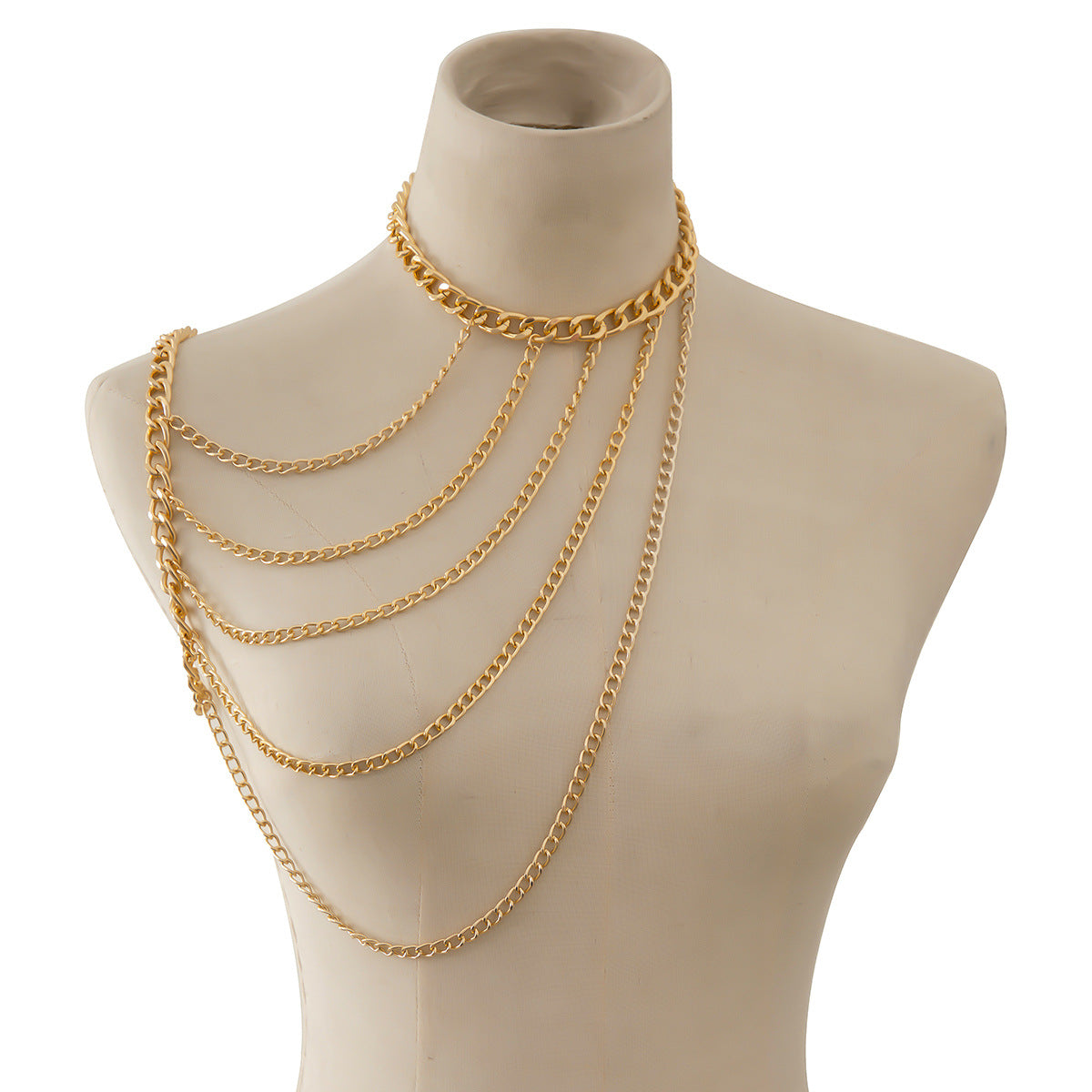 Elegant Women's Tassel and Chain Geometric Body Necklace from Vienna Verve Collection