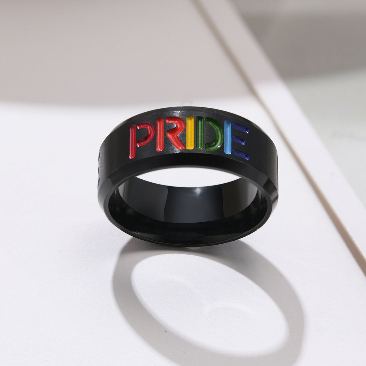 Stainless Steel Epoxy Colored Ring Black Men's