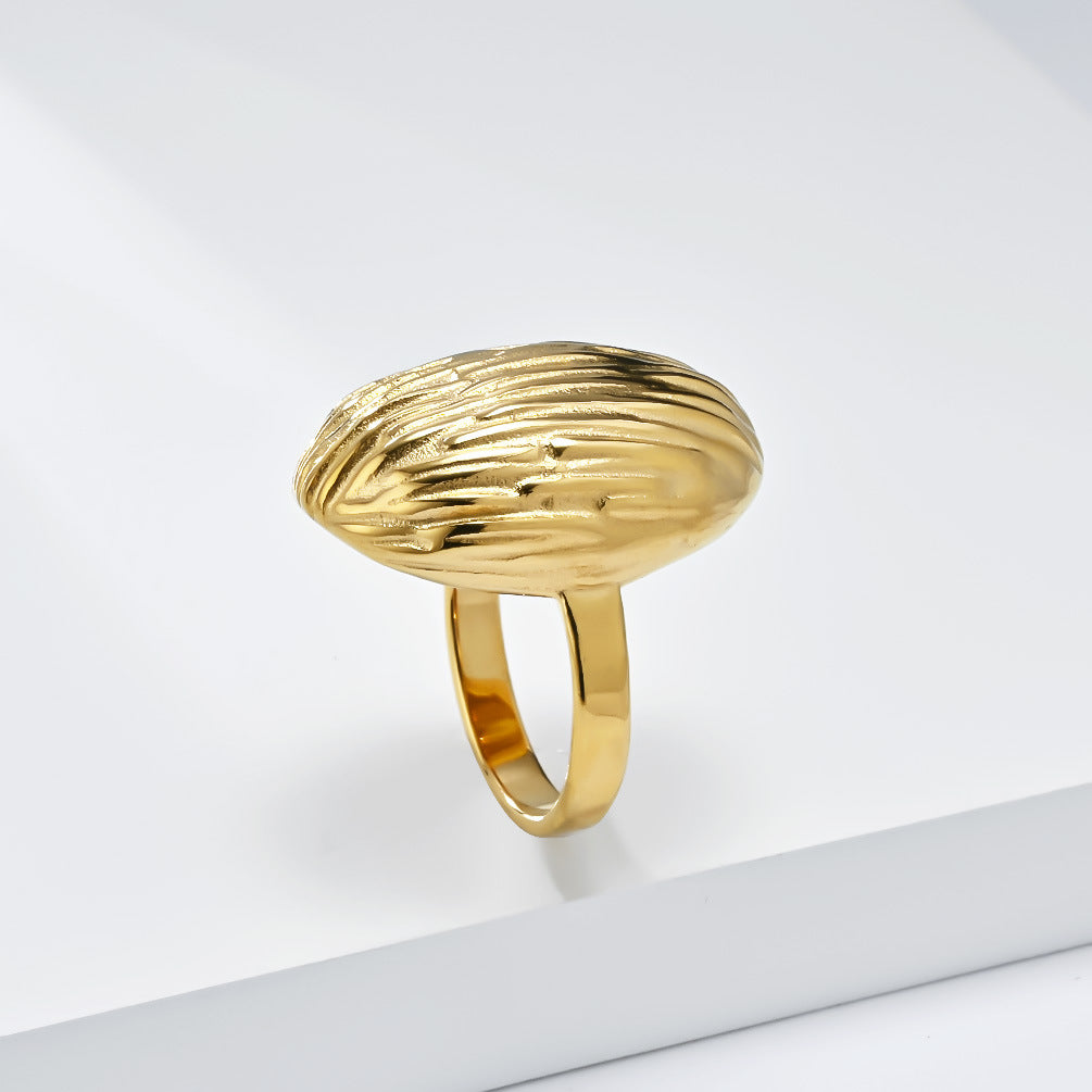 Planderful Everyday Genie Gold Plated Titanium Steel Ring For Women, Geometric European Design, Daily Wear Jewelry