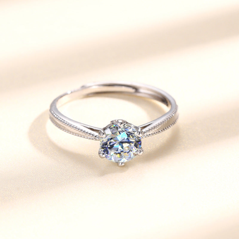 Genuine D-Color S925 Sterling Silver Women's Ring