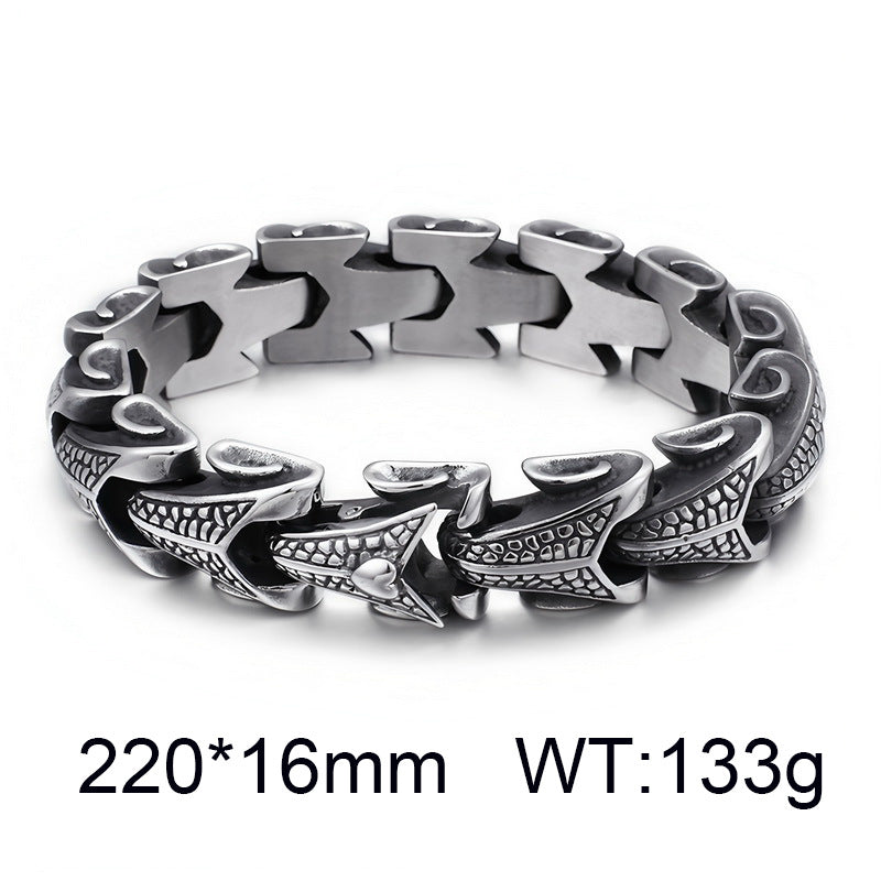 Punk Smeared Keel Titanium Steel Bracelet – Hip Hop Double Row Zircon Curved Bar Layered