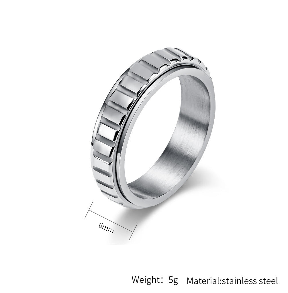 Planderful Everyday Genie Stainless Steel Ring For Men And Women Rotating Lattice Design