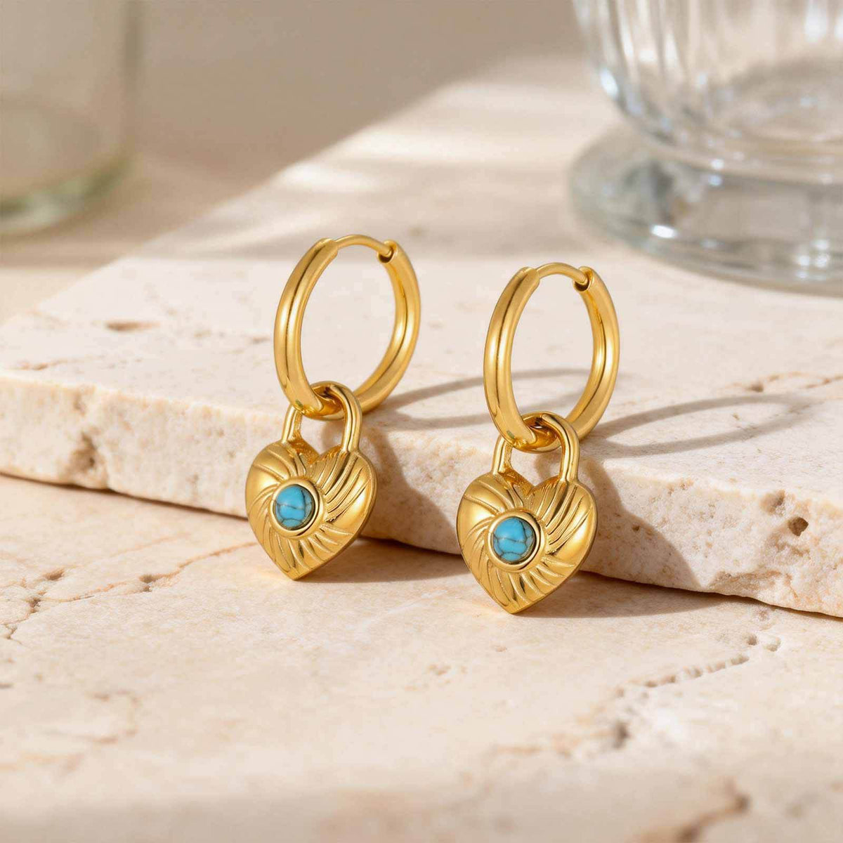 Turquoise Heart Jewelry — Earrings or Necklace