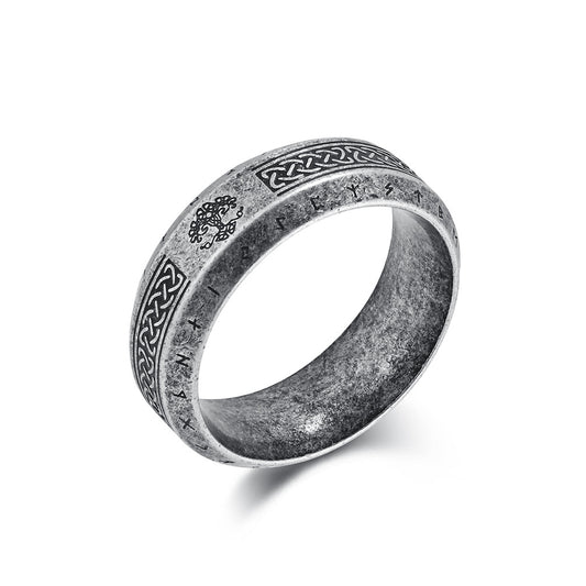 Planderful Nordic Celtic Tree Of Life Viking Ring Luhn Rune For Men Stainless Steel Jewelry