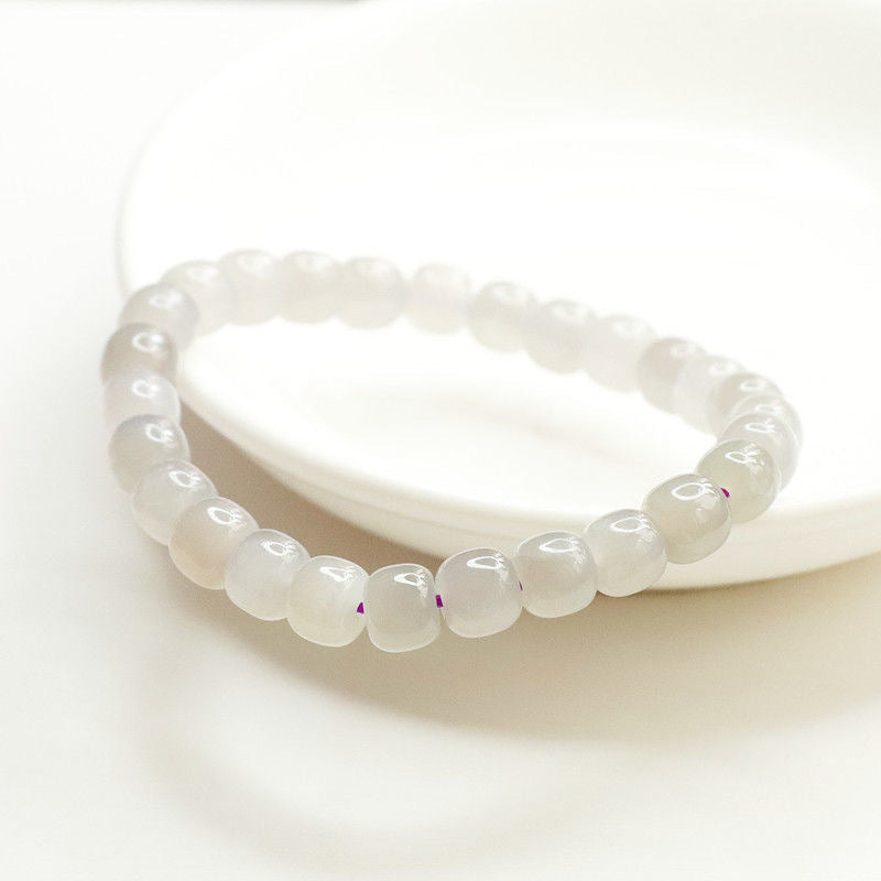 Smoke Purple Hetian Jade Barrel Bead Bracelet