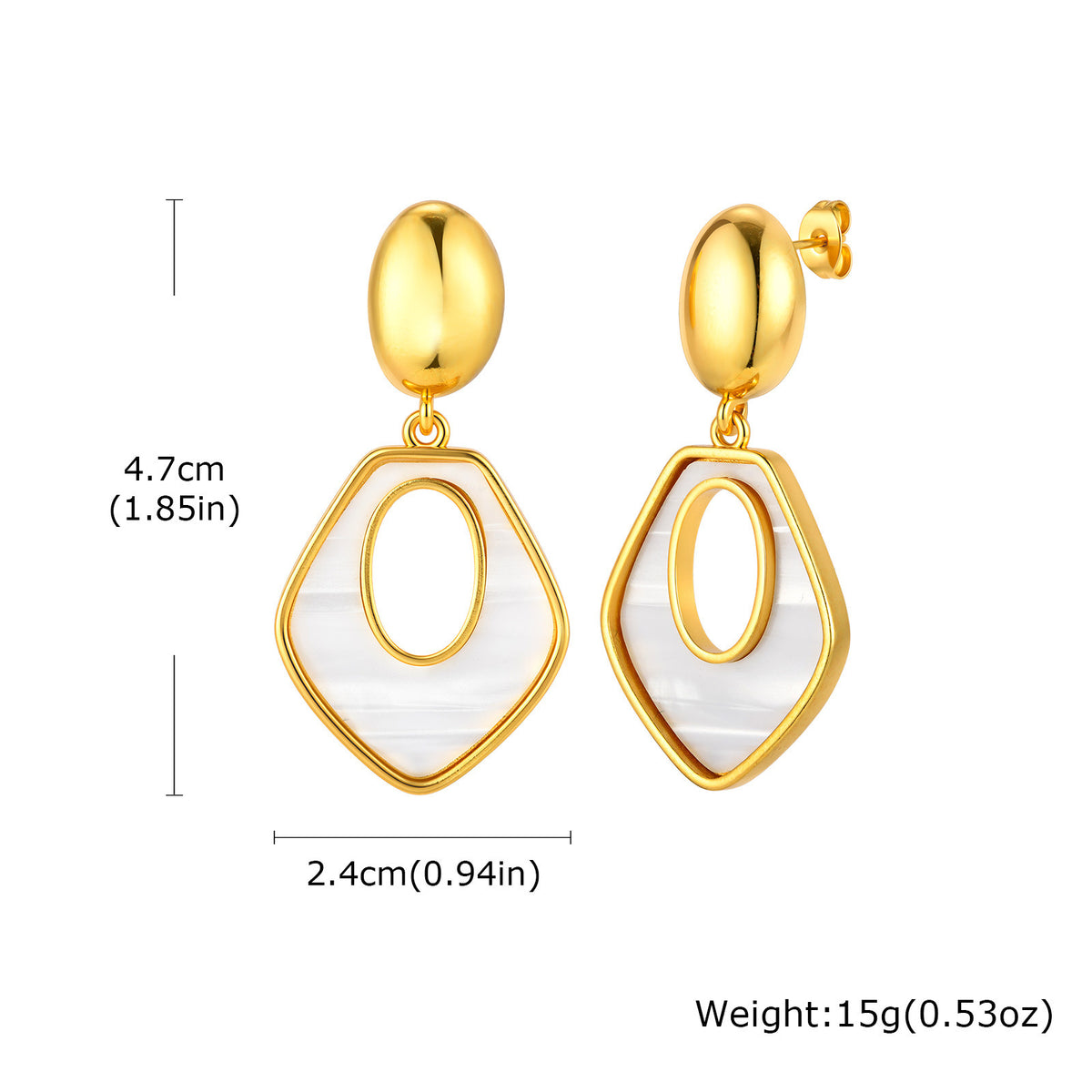 Gold-Tone Mother-of-Pearl Geometric Drop Earrings
