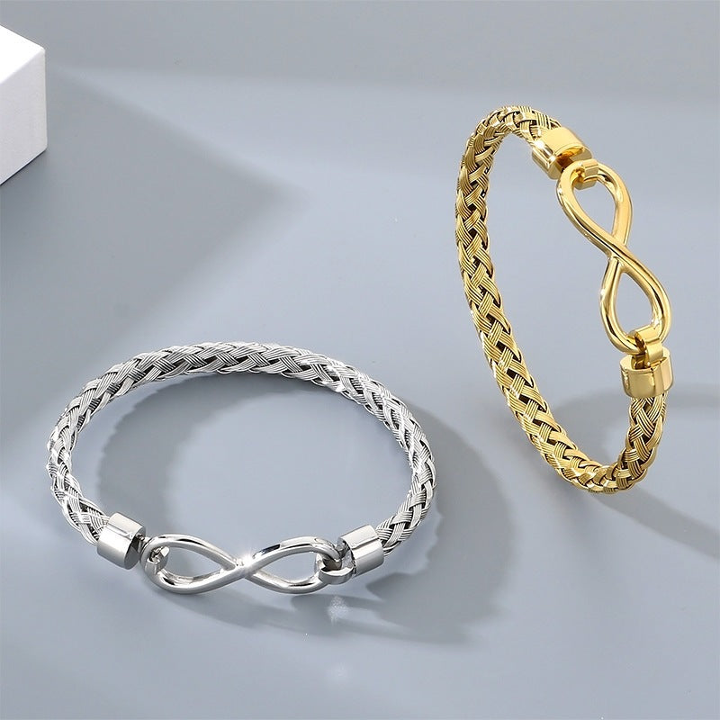 Stainless Steel Infinite Symbol Bracelet – Infinite Love Woven Titanium Steel Advanced