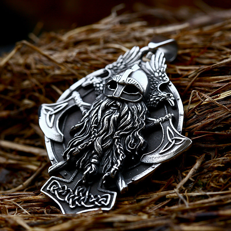 Viking Double Axe Titanium Steel Pendant – Stainless Steel Celtic Knot Necklace