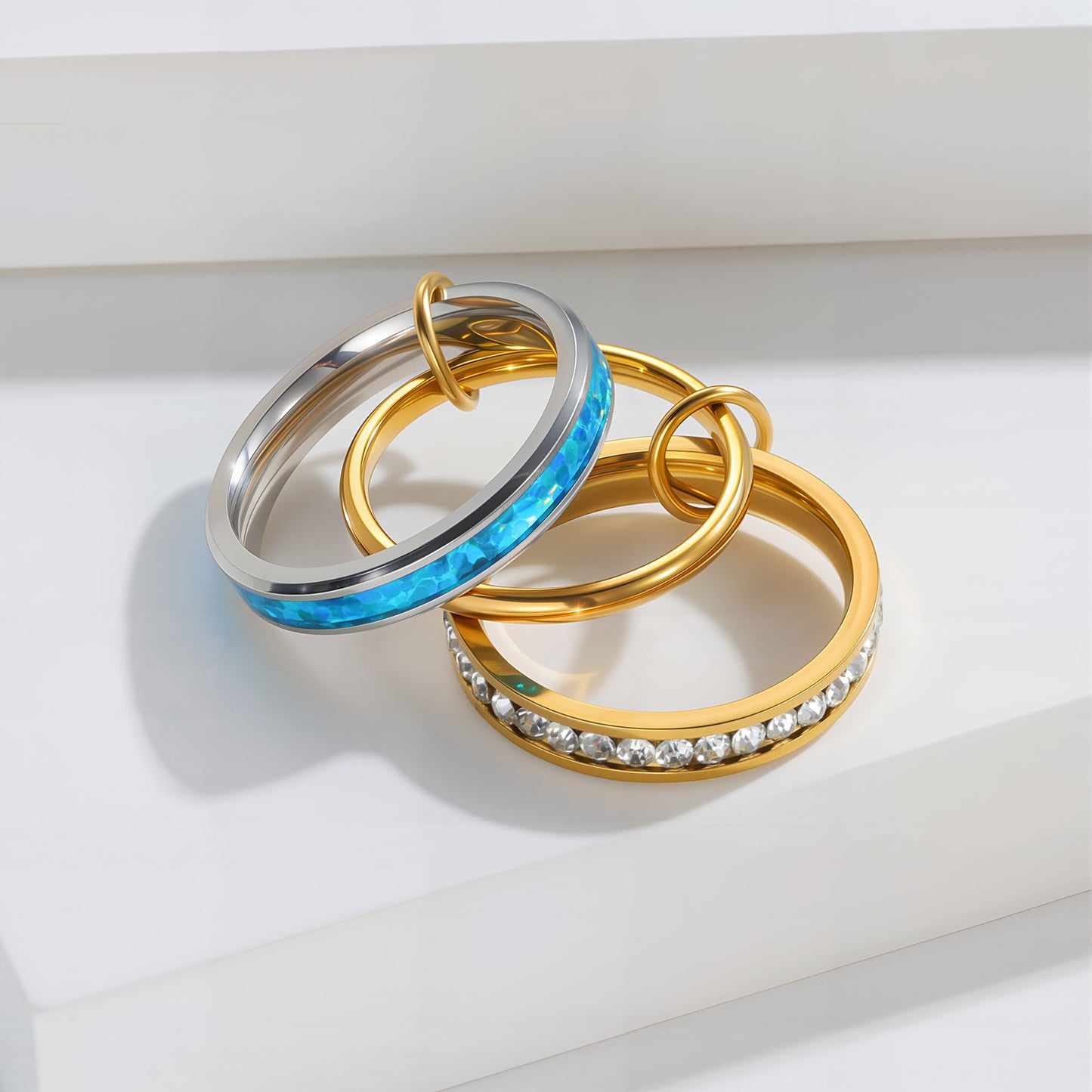 Planderful Opal Ring MultiLayer Stacking Ring Korean