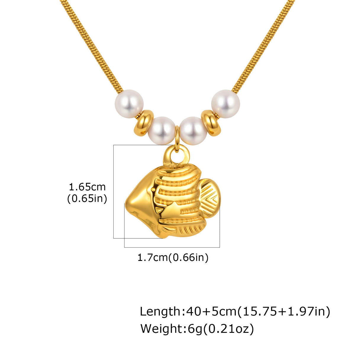 Gold Fish Pendant Necklace with Pearl Accents