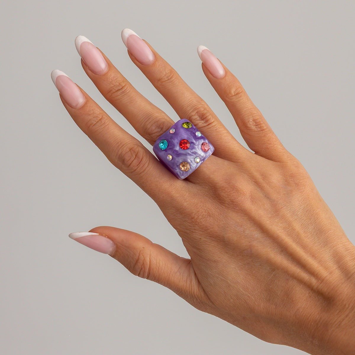 Planderful Zircon Square Ring For Women Smudged Micro Inlaid Sparkling Statement Jewelry Vienna Verve