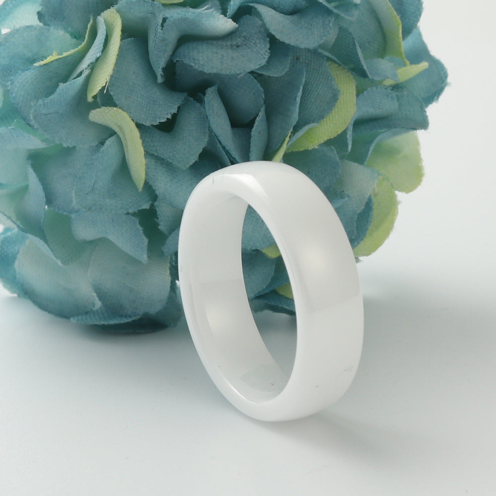 Minimalist Black and White Ceramic Couple Ring - Unisex Titanium Steel Jewelry for Everyday Wear