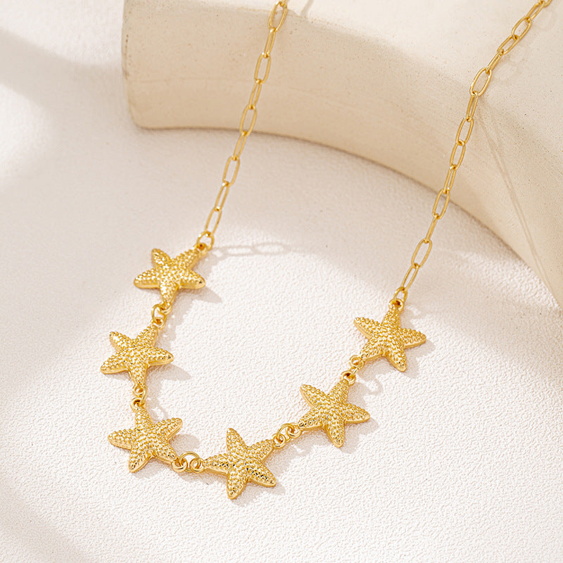 Planderful Vienna Verve Necklace – Stylish Metal Starfish Design for Beach Vacations