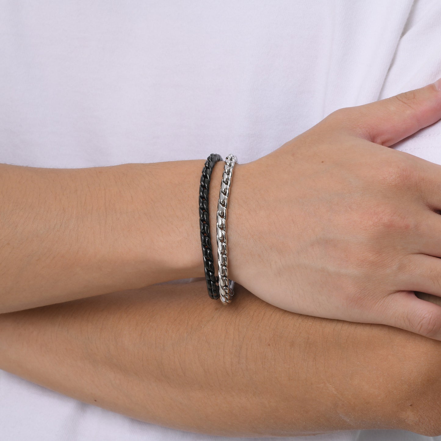 Men's Hip Hop Stainless Steel Handmade Chain Vintage Twist Geometric Squares for Men