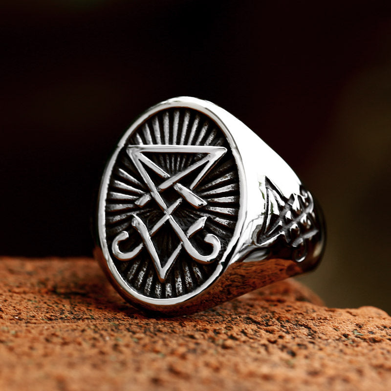 Satanic Devil Ring in Retro Titanium Steel for Men - Wholesale European & American Hand Jewelry